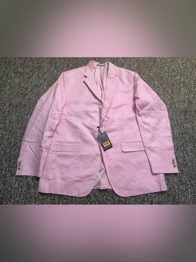 StudioSuits Men’s Italian Prato Pink Linen Business Casual Blazer Jacket 46R New